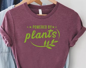 Powered By Plants T-Shirt,Vegan Shirt,Gift For Vegan,Vegetarian T-shirt,Vegan Clothing,Eat Your Green,Plant Lovers Gardening,Plant Mom Shirt