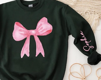 Custom Coquette Sweatshirt,Custom Name Sweatshirt,Coquette Sweatshirt for Women,Gifts for Girl,Pink Bow Sweatshirt,Coquette Aesthetic Shirt