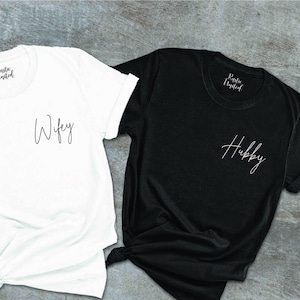 Hubby and Wifey Shirts, Honeymoon Tshirts, Husband and Wife Shirts, Just Married Shirt, Wedding Gift, Engagement Gift, Bride and Groom Shirt