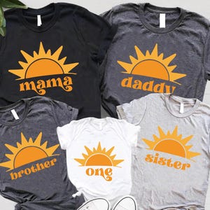 Sunshine First Birthday Party T-shirt,Birthday Family Matching Shirt,Mama&Daddy of the 1st Birthday Boy Girl Shirt,First Trip Around The Sun