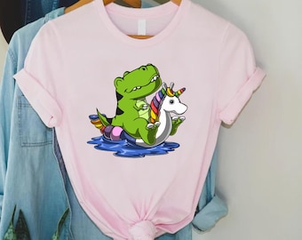 Dinosaur Unicorn Shirt,Womens Pool Party Tshirt,Kids Summer Shirt,T-rex Unicorn Tee, Dinosaur Toddler Tee,Funny Unicorn Tee,Cute Unicorn Tee