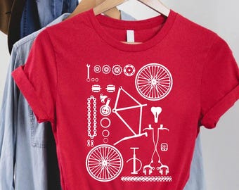 Cycling Shirt,Bicycle Tshirt, Bike Parts Shirt,Gift for Bike Rider,Funny Father's Day Gift,Bicycle Lover Tee for Men,Bicycle Themed Birthday