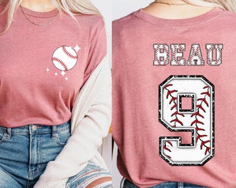 Baseball Tshirt With Custom Number And Name,Personalized Baseball Gifts,Two-sided Baseball Team Shirt,Baseball Mom Tshirt,Baseball Lover Tee