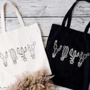 Cactus Cacti Plant Tote Bag,Plant Lover Canvas Tote Bag Aesthetic,Plant Lady Gift,Botanical Cottagecore Tote Bag Women,Shopping Reusable Bag