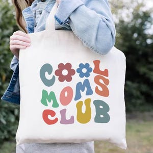 Cool Moms Club Tote Bag Gift, Cool Moms Reusable Grocery Bag,Mothers Day Gift,Social Mom Club Cottagecore Tote Bag,Cool Mama Canvas Tote Bag
