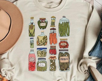 Canned Pickles Sweatshirt, Canning Season Sweatshirt, Pickle Gifts, Pickle Lovers Sweater, Vintage Pickle Sweat, Pickle Crewneck Sweatshirt