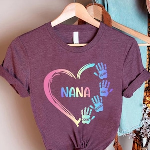 Nana Shirt With Grandkids Name,Custom Nana Shirt, Personalizable Grandma Heart Gift, Mothers Day Gift,Grandma Gift from Grandkids,Mimi Shirt