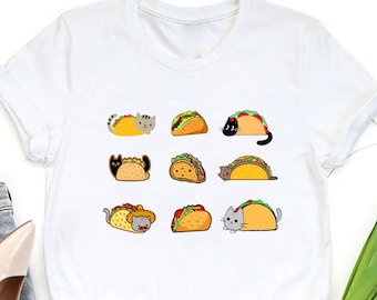Taco Cat Shirt, Taco Day Tshirt, Funny Taco Graphic Crewneck Shirts, Taco Gifts for Mexican, Tacocat Shirt, Mexican Food Shirt, Taco Party