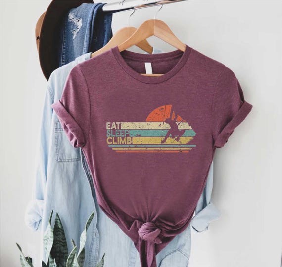 Retro Rock Climbing T-Shirt, Mountain Climber Shirt,Hiking Shirt, Bouldering Tshirt, Camping Shirt,Mountain Climbing Gift,Rock Climber Party