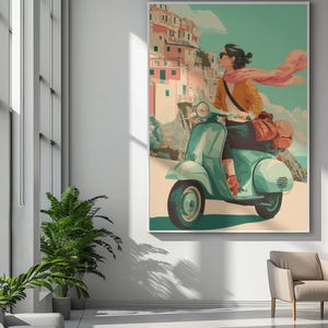 Póster de La Dolce Vita – Impresión retro de Vespa | Arte mural italiano para descargar | Arte de viajes vintage en formato vertical