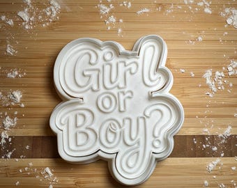 Girl or Boy Cookie Cutter and Stamp: Baby Shower, Baby Announcement, Gender Reveal