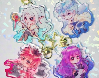 Frieren 2.5" Acrylic Keychains | Glitter Epoxy Resin | Frieren Beyond Journey's End