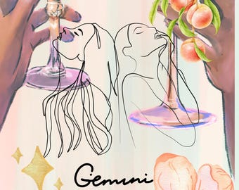 Lámina artística del signo zodiacal Géminis