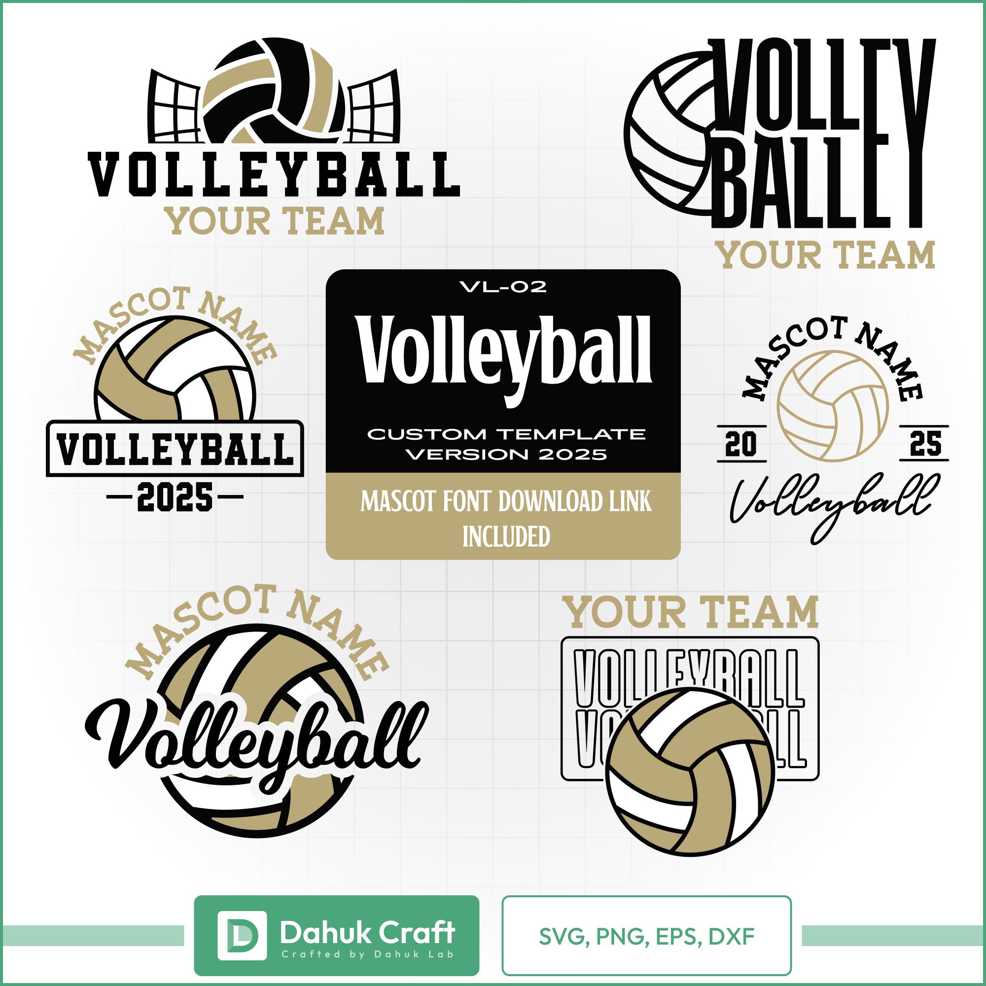 Volleyball Bundle Template SVG PNG Team Template Shirts Personalized SVG Team Logo Cut Files VL02