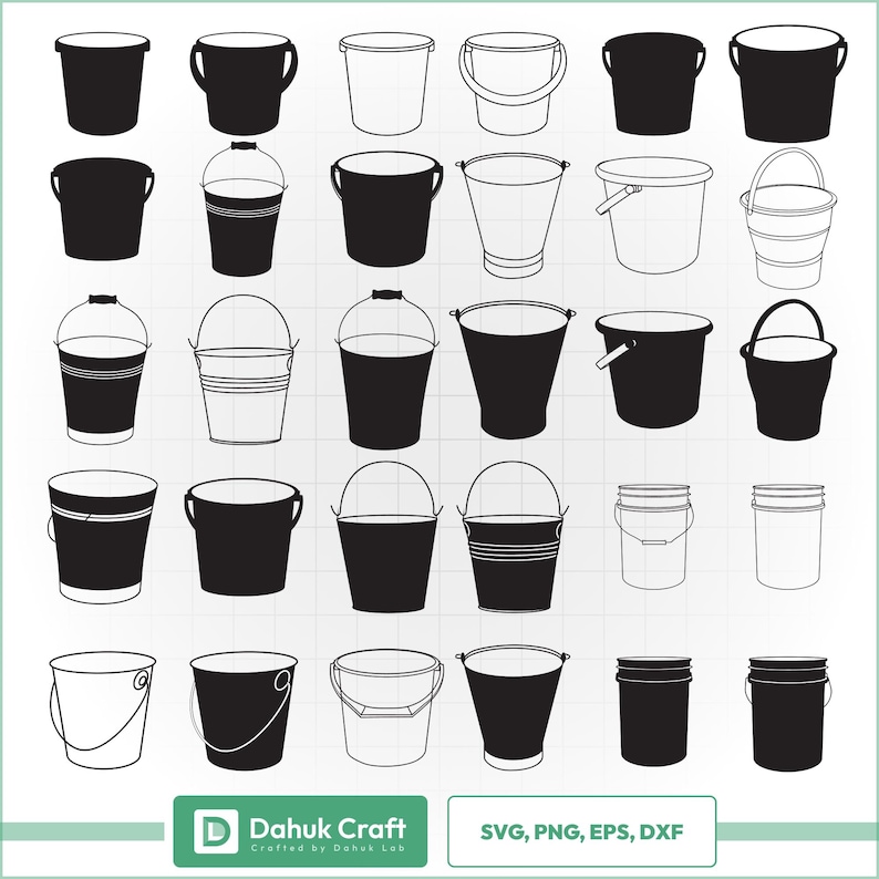 Bucket Svg Bundle – 30 Bucket Designs Cut File for Cricut & Silhouette ...