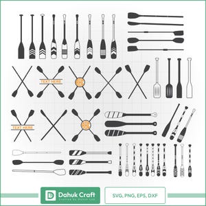 Oars svg bundle – crossed and single oar silhouettes with text areas for cricut and silhouette – svg png dxf eps cut files