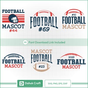 Football Mascot SVG Bundle – Editable Team Name, Number and Year Designs for Cricut and Silhouette Crafts