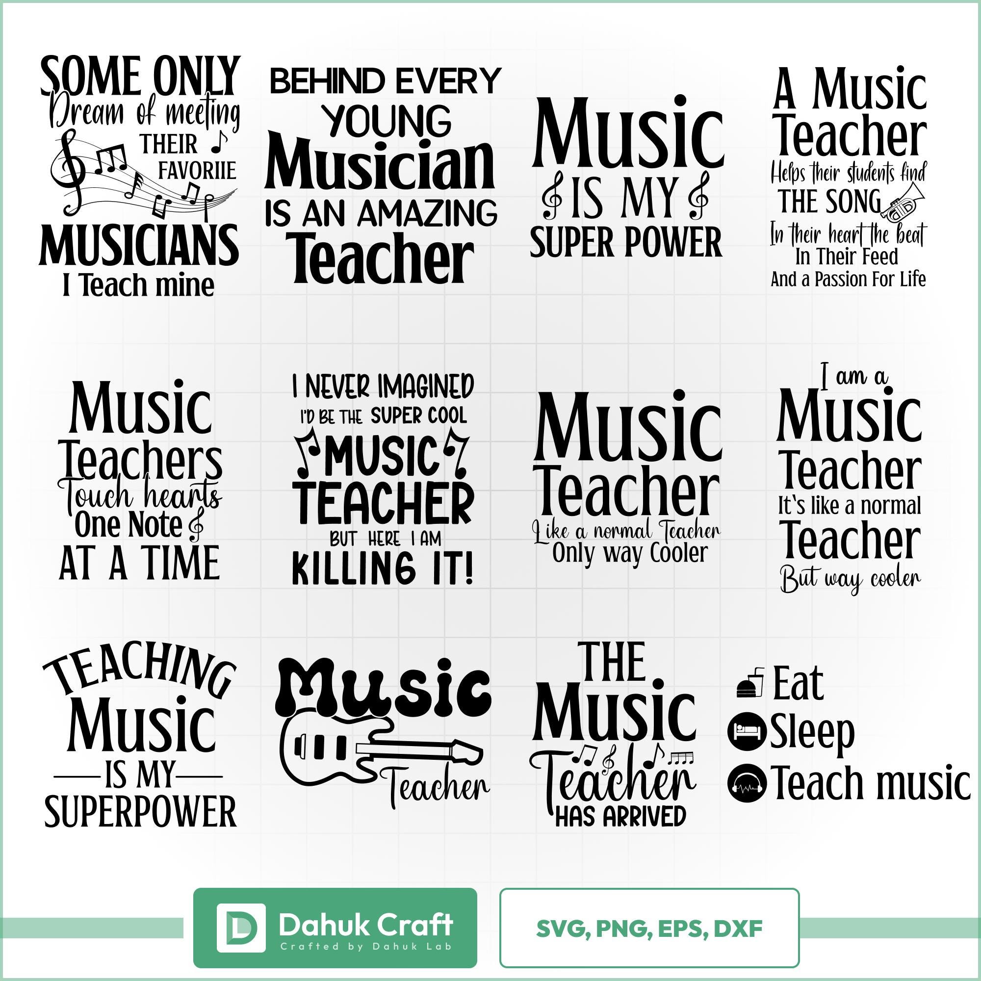 Music Teacher Svg Bundle – Funny \u0026 Inspirational Quotes for Cricut Shirts  and Crafts - Etsy, image size:2000x2000