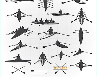 Rowing SVG Bundle: Sculling & Sweep Silhouettes (Cut Files for Cricut/Silhouette