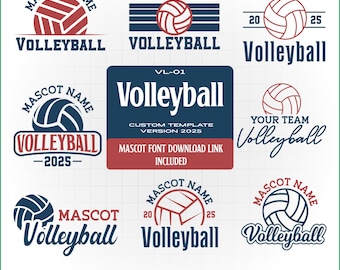 Volleyball Bundle Template SVG PNG Team Template Shirts Personalized SVG Team Logo Cut Files VL01