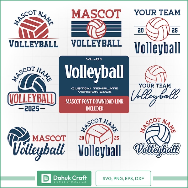 Volleyball Team SVG Bundle: Mascot Logo Templates for Shirts