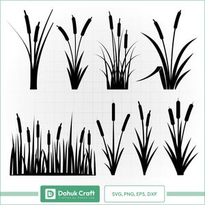 Cattail SVG Bundle: Bulrush Plant Clipart, Grass Silhouette (Digital Download)
