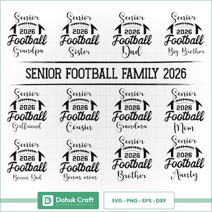 Senior 2026 Football Family SVG Bundle: Cricut & Silhouette Cut Files