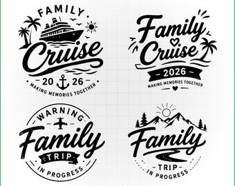 Familjekryssning SVG-paket, familjesemester SVG PNG, kryssningsresa Cricut sublimeringsfiler 2026