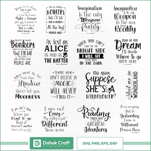 Alice in Wonderland SVG Bundle: Whimsical Quote Designs (Digital Download