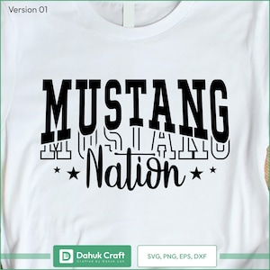 Mustang Nation SVG: Varsity & Script Text Cut File