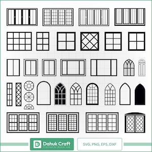 Windows svg bundle – 30 window frame silhouettes for cricut and silhouette – svg png dxf eps cut files