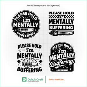 Bitte halten Sie, ich bin mental Buffering SVG Lustiges Zitat Cricut PNG Humor Design