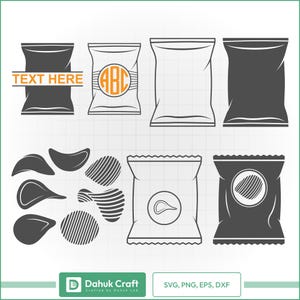 Chips Packet SVG, Chips Bag SVG, Potato chips bag, Cut file, for silhouette, svg, eps, dxf, png, clipart cricut design space, vinyl cut file