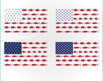 Pacchetto SVG con bandiera americana: file di taglio per la pesca patriottica