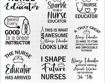 Könnte beinhalten: Eine Sammlung von schwarz-weißen Designs mit Texten zum Thema Krankenpflegeausbildung. Die Sätze beinhalten "Pflegepädagoge", "Fantastischer Pflegepädagoge" und "Wunderarbeiter". Geeignet für verschiedene Anwendungen.
