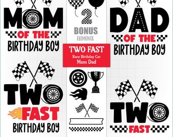 Two Fast Race Car Birthday SVG: Family Matching Design (Digital Download)