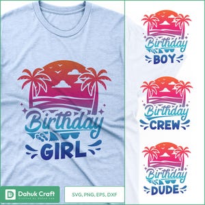 Beach Birthday Shirt SVG Bundle Summer Shirt Sublimation Cut File Silhouette Cricut Studio