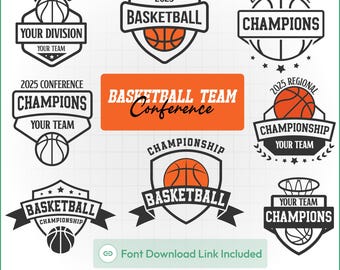 Basketball Team Champions SVG: Customizable Mascot & Text (Digital Download)