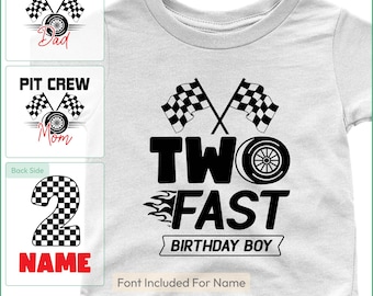 Two Fast Birthday SVG: Customizable Name, Pit Crew Design (Digital Download)
