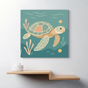 Printable Ocean Turtle Wall Art | Eco-Friendly Digital Download | Sea Life Nursery Decor | Kids Room Art | Instant Download Poster