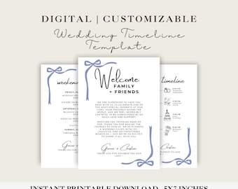 Wedding Timeline Template: Itinerary & Welcome Letter (Editable Canva File)