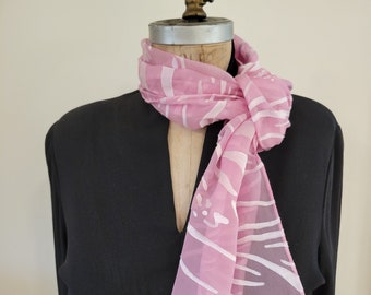 Naturally Hand-dyed Silk/Rayon Scarf with Animal Design