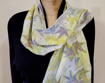 Hand Made Eco-printed Silk Scarf