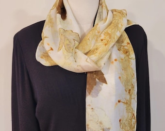 Hand Made Eco Printed Silk & Wool Scarf/Botanical