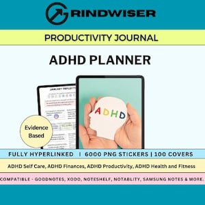 ADHD Life Planner | Digital/Printable | Daily/Weekly/Yearly Organizer & Habit Tracker | Goal Setting | Finance/Budget | Mental Health