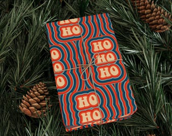 Papel de envolver con patrón retro 'Ho Ho Ho' / Papel de regalo retro