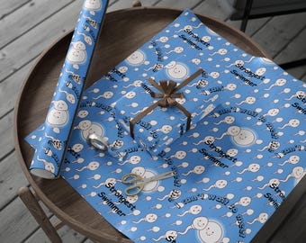 Papel de regalo para baby shower con estampado de esperma azul / Papel de regalo novedoso