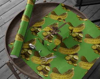 Presentpapper med mönster av dillgurka | Presentpapper med gröna gurkor