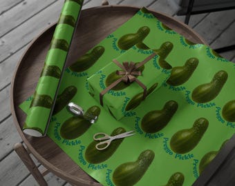 Preggo Pickle Pattern Wrapping Papers | Green Pickle Repeat Gift Wrap