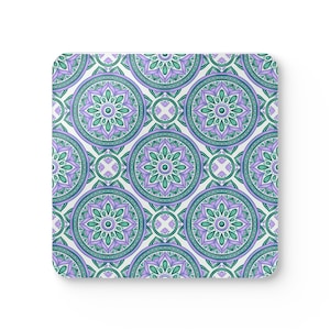 Colorful Floral Cork Coaster Set, Drink Coasters, Home Decor, Housewarming Gift, Kitchen Accessories, Eco-Friendly Coasters